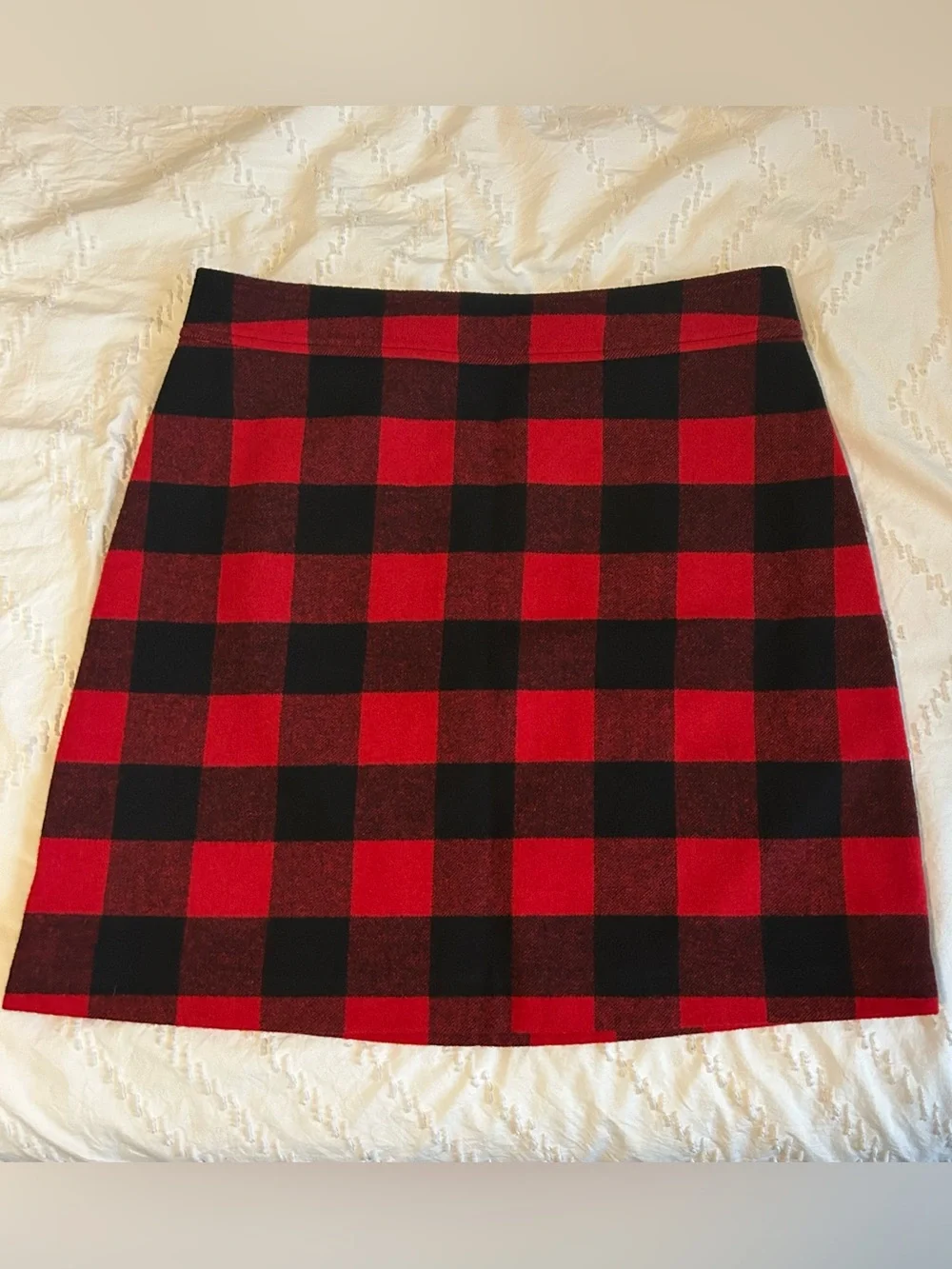 J. Crew Women’s Red/Black Buffalo Plaid Check Wool Blend Mini Skirt Lined Zip 12